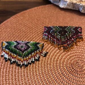 Southwest Handcrafted Beaded Hair Barrettes - Multicolor - set of 2